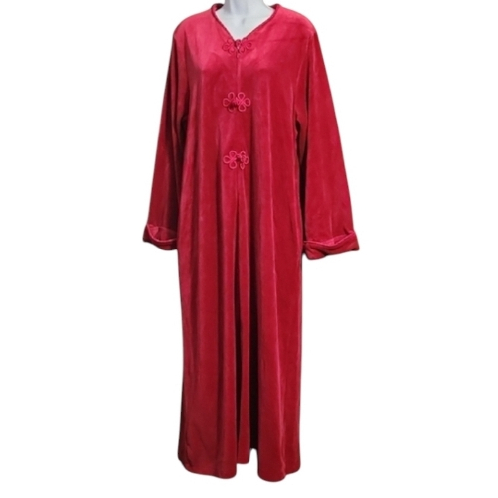 Talbots Vintage Rich Red Velvet Zip Front Robe
